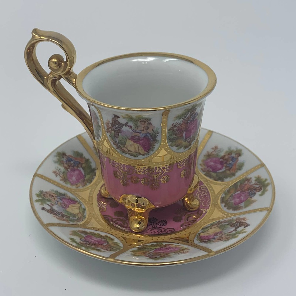 Vintage J & C BAVARIA GERMANY HAND PAINTED CUP & SAUCER RARE
